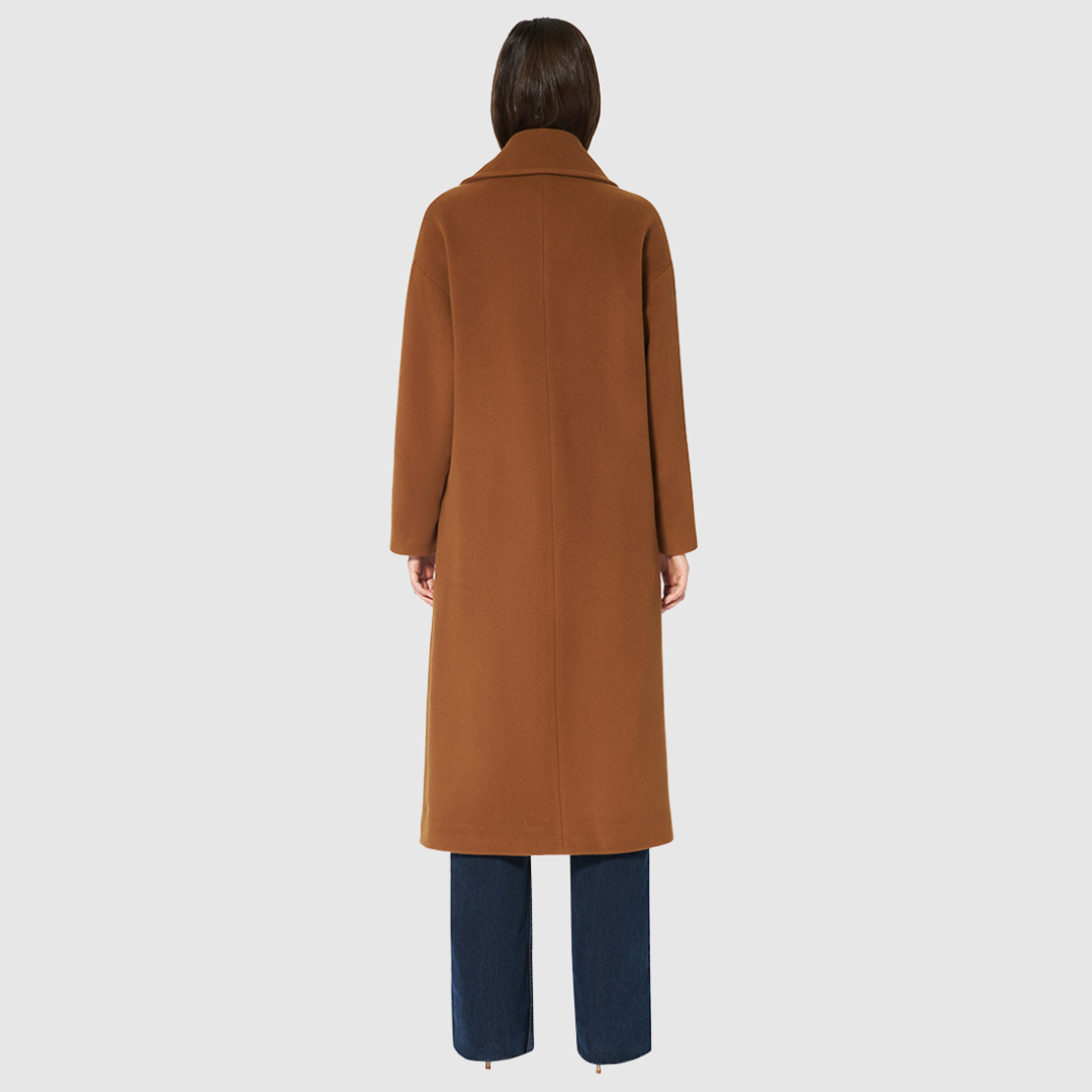 Women's Isabella Cognac Wool Long Coat – HiSO Women's Isabella Cognac Wool Long Coat – HiSO