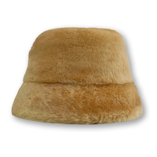 Elevate winter fashion with our Camel Shearling Bucket Hat. Crafted from premium ironed wool, featuring shearling exterior and inner brim, fully lined for warmth and comfort. This designer accessory merges style and functionality, ensuring you stay cozy and chic in cold weather. Discover luxury and sophistication for the season.