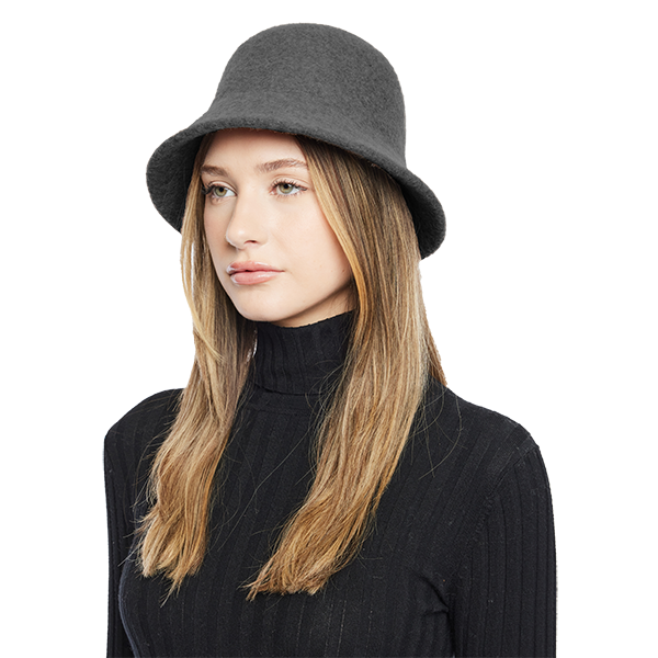 Elevate your winter style with our Smoke Wool Felt Adjustable Cloche Style Bucket Hat. Crafted from premium wool, this designer accessory offers warmth and sophistication. With an adjustable fit, it ensures comfort and versatility. Stay cozy and chic all season long with this must-have addition to your cold-weather wardrobe.