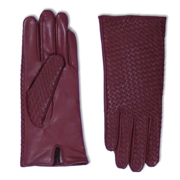 Elevate your winter ensemble with our Burgundy Basket Weave Nappa Leather Gloves. Crafted from premium leather with a stylish basket weave design, these designer gloves offer both warmth and sophistication. Embrace luxurious comfort and timeless style during the chilly season with this essential accessory.