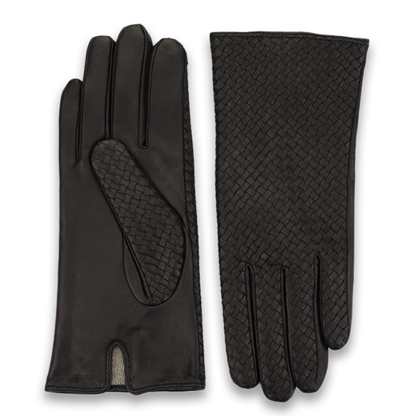 Elevate your winter ensemble with our Black Basket Weave Nappa Leather Gloves. Crafted with premium leather and featuring a stylish basket weave design, these designer gloves offer both warmth and sophistication. Embrace luxury and style while staying cozy during the chilly season with this essential accessory.