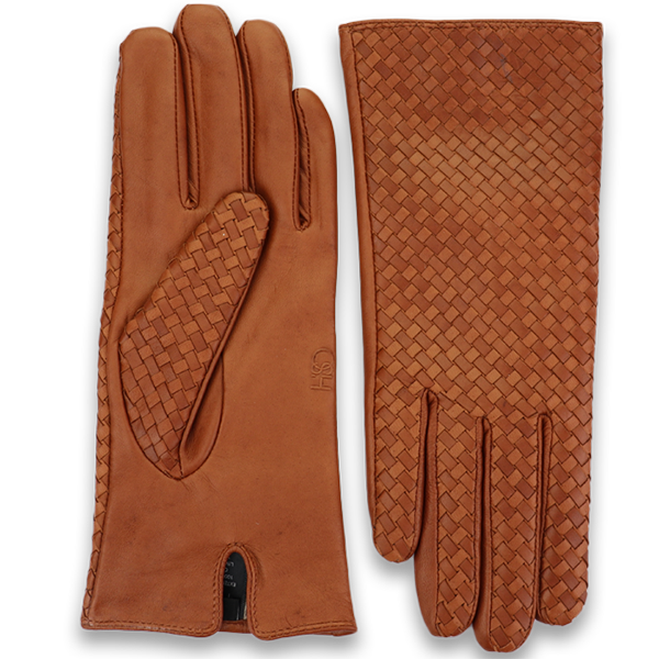 Stay stylish and warm this winter with our Cognac Basket Weave Nappa Leather Gloves. Crafted with premium leather and featuring a chic basket weave design, these designer gloves offer luxurious warmth and style. Elevate your cold-weather ensemble with this essential accessory for the fashion-forward.