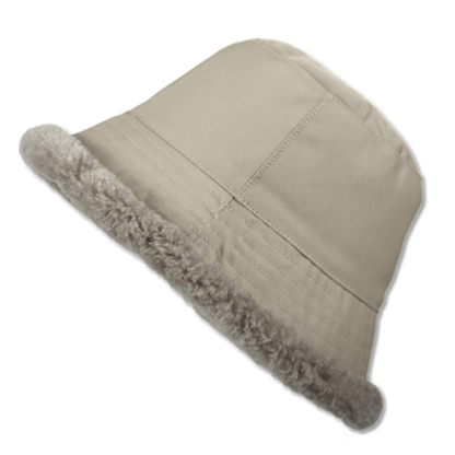 Elevate your winter style with our reversible shearling curly wool bucket hat in cement/beige, also reversible to nylon with topstitching. This designer accessory offers warmth, versatility, and premium craftsmanship. Stay cozy and chic all season long with this must-have addition to your cold-weather wardrobe.