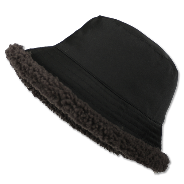 Elevate your winter style with our reversible Chestnut/Black Shearling Curly Wool Bucket Hat. Crafted from luxurious shearling and nylon with topstitching, this designer accessory offers versatility and warmth. Embrace premium quality and sophistication while staying cozy in chilly weather. A must-have addition to your cold-weather wardrobe.