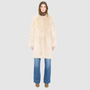 The ALLORA Jacket is a luxury reversible shearling teddy crafted in parchment toscana for a rich and modern finish. Designed as a collarless regular fitting silhouette, it effortlessly flips from plush wool-out shearling to a sleek suede skin-out jacket, offering two looks in one. With its generous fit through the shoulders, arms, and torso, ALLORA balances comfort and style. Functional slash side pockets on both sides and a front snap closure complete this elevated women’s reversible shearling jacket.