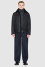 Aries Jet Mojito Shearling Bomber Jacket on model, showcasing luxury winter coat with warm layers, high quality design.