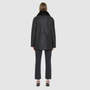 JILL is a heritage-inspired reversible medium-length shearling car coat crafted in jet black matte nappa leather with smooth ironed wool teddy on the reverse. Designed for a relaxed silhouette with regular shoulders, an exaggerated spread collar with adjustable leather strap detail, and a straight fit, JILL combines modern edge with timeless texture. Functional deep patch pockets on the wool side, clean welt pockets on the nappa side, and a heavy-duty front zip closure 