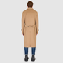 Back view of JOSEPH Camel Wool Coat, a luxury coat made from fine wool, perfect for warm winter layers.