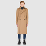 JOSEPH Camel Wool Coat worn by a model, showcasing luxury winter style and high-quality warm winter layers.