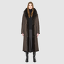 The MAEVE Coat is a heritage-inspired reversible outerwear piece crafted in chocolate&nbsp;suede and Toscana rasado teddy. Designed to flip seamlessly from plush wool-out to sleek suede skin-out, it offers versatile styling for both everyday wear and après-ski sophistication. A drop shoulder provides ease of movement, while the fit adapts—regular when worn wool-out and semi-fitted when worn skin-out. An oversized Toscana wool notch collar and slash pockets on the teddy side