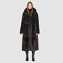 The MAEVE Coat is a heritage-inspired reversible outerwear piece crafted in chocolate&nbsp;suede and Toscana rasado teddy. Designed to flip seamlessly from plush wool-out to sleek suede skin-out, it offers versatile styling for both everyday wear and après-ski sophistication. A drop shoulder provides ease of movement, while the fit adapts—regular when worn wool-out and semi-fitted when worn skin-out. An oversized Toscana wool notch collar and slash pockets on the teddy side