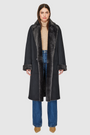 Reversible suede loose fitting coat Reverses to iron wool teddy Slight drop shoulder Double breasted button closure
