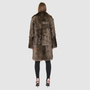 The JOY Jacket is a heritage-inspired reversible outerwear piece crafted in carbon suede shearling. Designed to flip seamlessly from plush oversized teddy to sleek suede, it offers versatile styling for both après-ski sophistication and everyday winter elegance. With a drop shoulder, large notch collar, and oversized silhouette, JOY combines comfort with modern edge. Functional slash side pockets on the teddy side and single welt pockets on the suede side, along with a front button closure, complete this lu