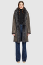 Reversible suede loose fitting coat Reverses to iron wool teddy Slight drop shoulder Double breasted button closure