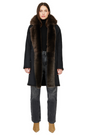 Reversible suede loose fitting coat Reverses to iron wool teddy Slight drop shoulder Double breasted button closure