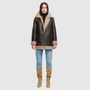 Nappa curly wool shearling Reversible relaxed medium length nappa moto Reverses to curly wool teddy  Drop shoulder Curly wool collar and trims Straight fit  Patch pockets on both skin-out and reversed wool-out sides Front zip closure 