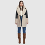 The HiSO Urban Black Beige Reversible Shearling offers a Nappa curly wool design with a mixed media coat for an oversized, loose-fitted style. With relaxed shoulders, deep armholes, and wide sleeves, this coat provides a comfortable and straight fit. It also features a snap closure for easy wear.
