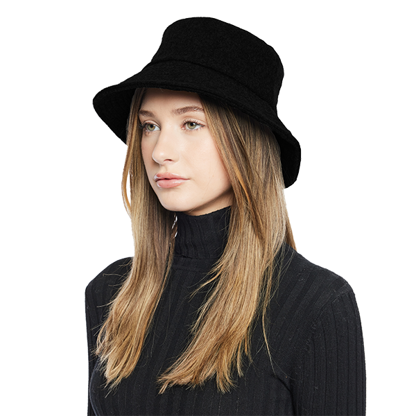 Stay cozy and chic this winter with our designer Black Wool Bucket Hat. Crafted from premium wool for warmth, featuring an interior adjuster for the perfect fit. Elevate your cold-weather style with this versatile accessory. Ideal for adding a touch of sophistication to any winter ensemble.