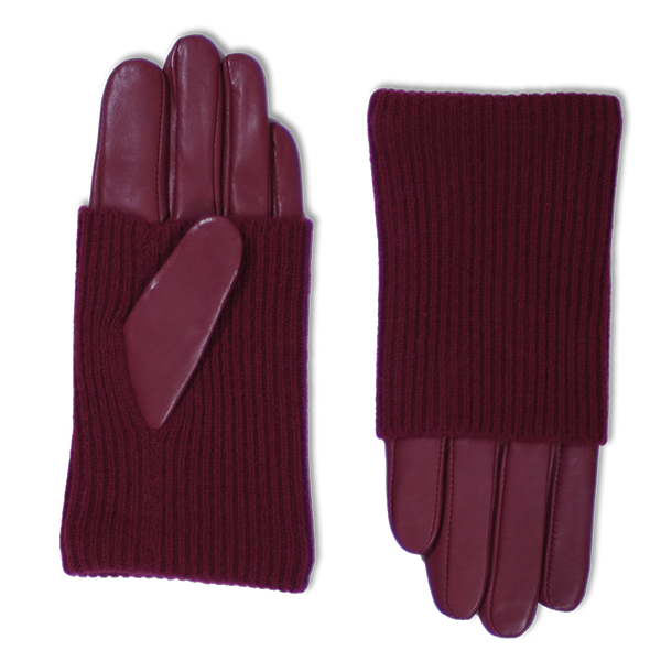 Elevate winter style with our Burgundy Nappa Leather/Cashmere Combo Gloves. Luxuriously crafted with premium leather and soft cashmere, these designer gloves offer warmth and sophistication. Perfect for chilly days, these stylish accessories blend fashion and function effortlessly, ensuring comfort and elegance throughout the season.