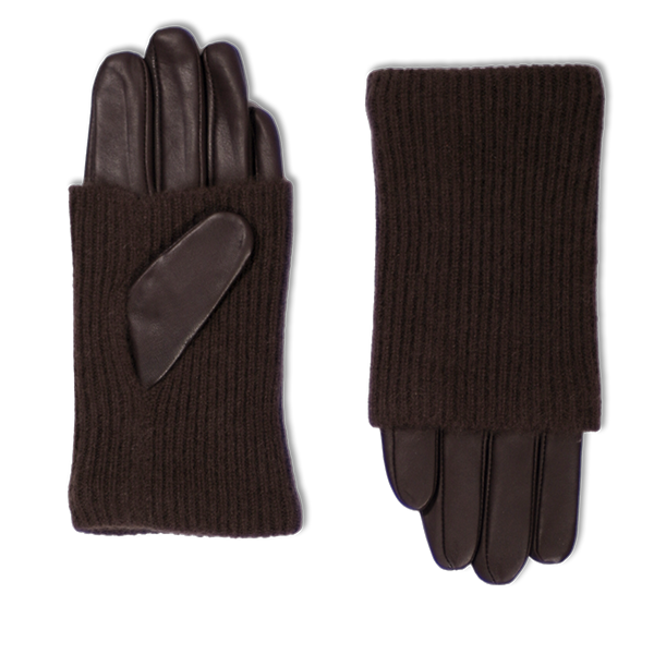 Elevate your winter style with our Chocolate Nappa Leather/Cashmere Combo Gloves. Crafted from premium leather and luxurious cashmere, these designer gloves offer unparalleled warmth and sophistication. Embrace the season in comfort and style with this essential accessory for cold weather.