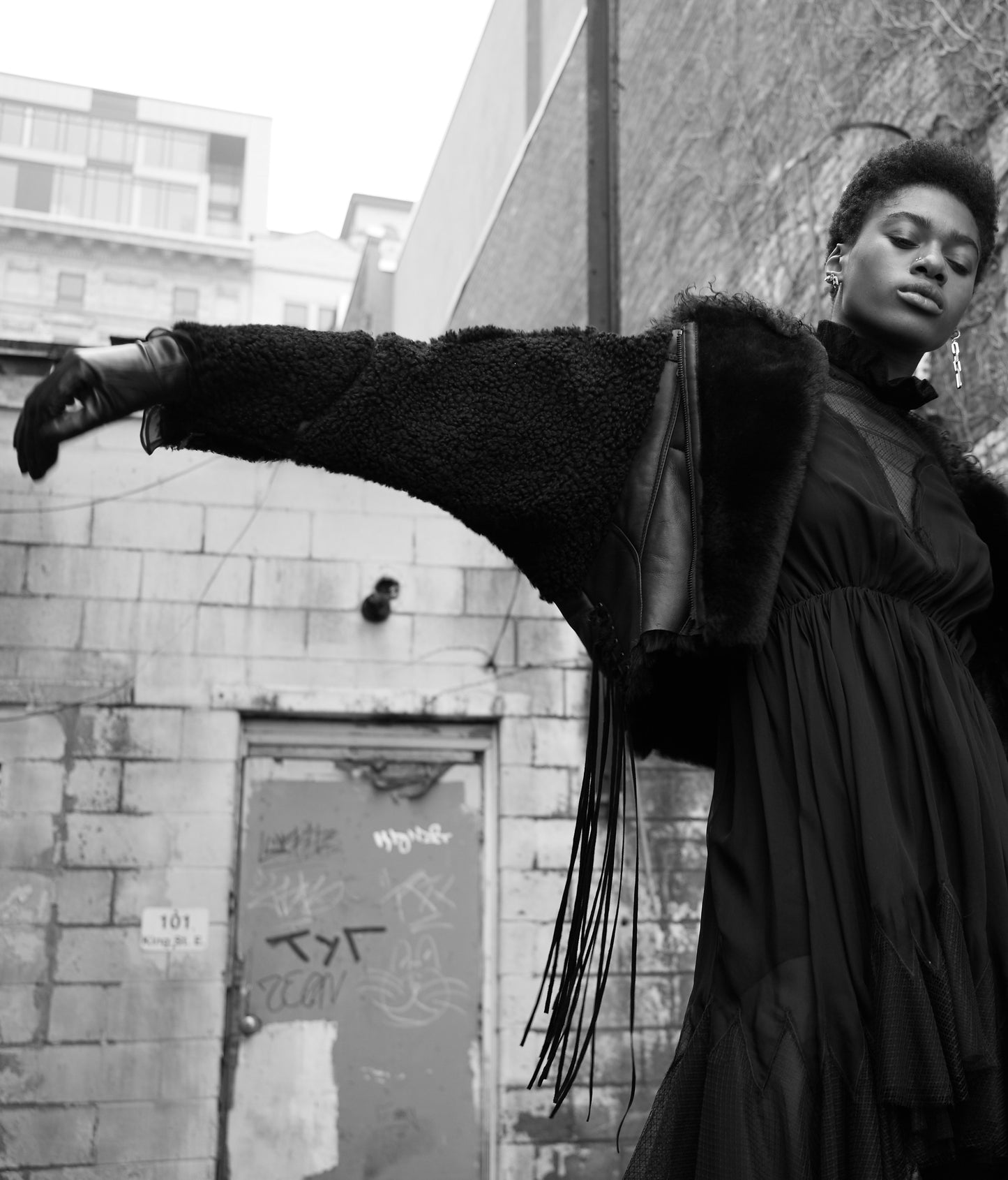 Women's Leather & Shearling Black Jacket - 2019 Collection No longer Available